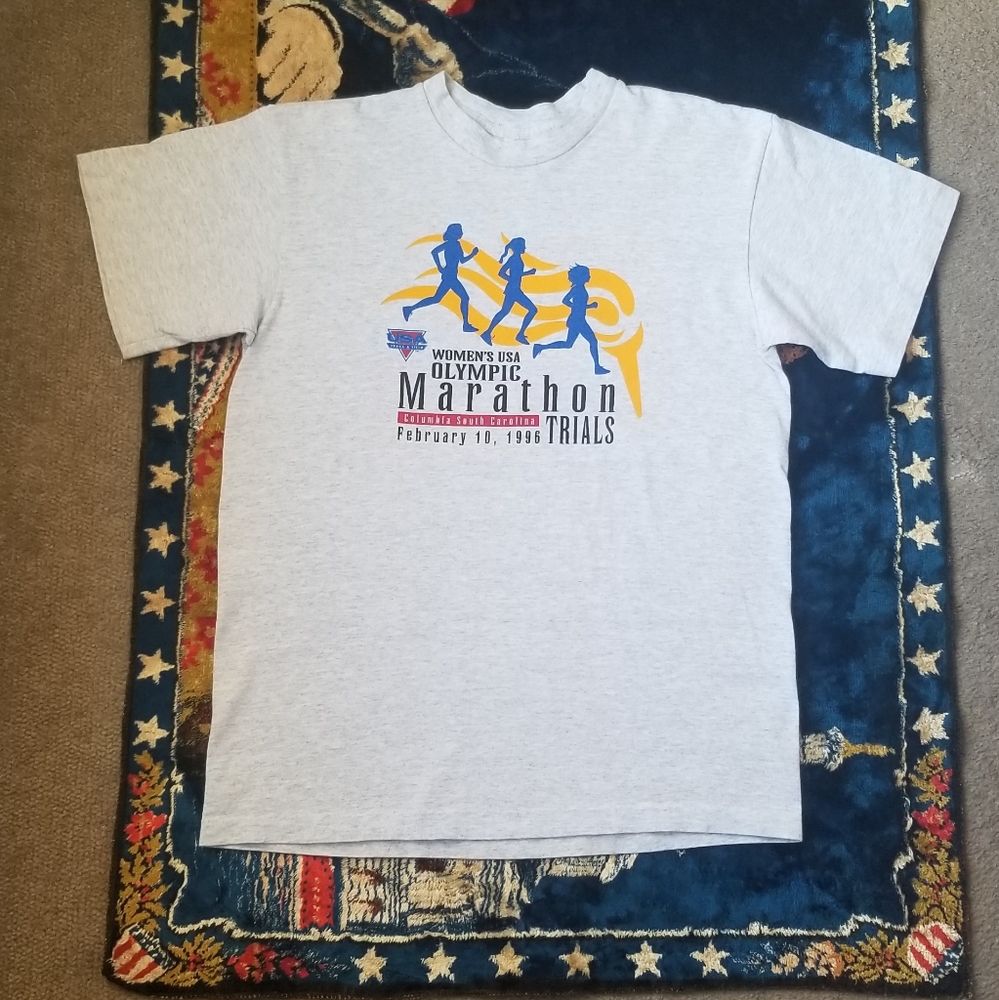 Vintage Womens USA Olympic Marathon Trails Tshirt
